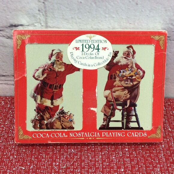Vtg Coca-Cola Santa Claus Playing Cards in Tins Sealed Decks Nostalgia Christmas - Picture 2 of 12
